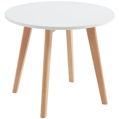 Table enfant en MDF et hêtre - Blanc et naturel - LOULOUNE (1/5)