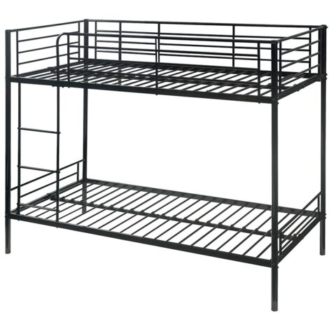 Vente-Unique – Lit superposé métal noir 90 x 190 cm – 2 couchages – Charge maximale 120 kg – Montage facile – Echelle réversible