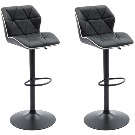 Tabourets De Bar Réglables Avec Dossier - Lot De 2, Blanc, Hauteur 60-80 Cm - Style Moderne Pour Cuisine, Salon - 6