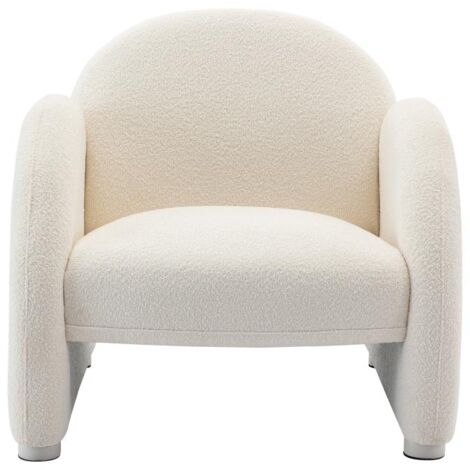 Fauteuil BONIFACIO BAÏTA En Tissu Bouclette Blanc - Confort Moelleux Et Design Élégant