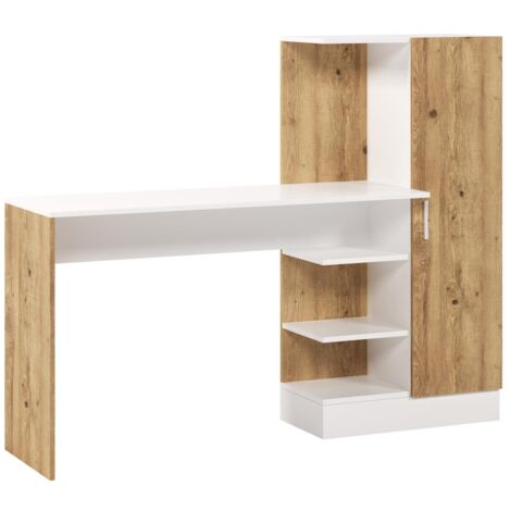 Cotecosy – Bureau droit en aggloméré mélaminé bicolore – Dimensions L152,3 x P40 x H120 cm – Étagère intégrée pour rangement optimisé