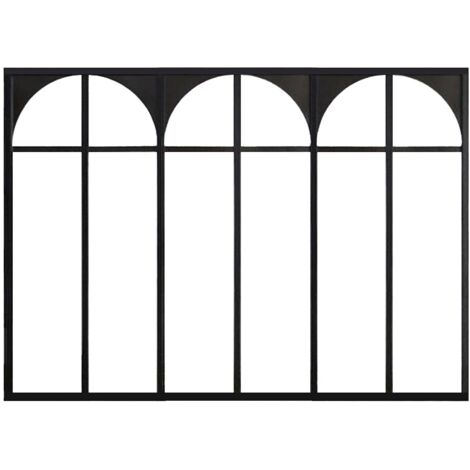 Vente-Unique – Verrière atelier art déco en aluminium thermolaqué noir 180 x 130 cm – Verre trempé 4 mm – Soubassement pour intérieur