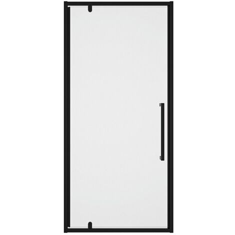 Vente-Unique – Porte de douche pivotante en verre trempé noir mat – 90 x 195 cm – Poignée intégrée – Installation facile – Style industriel (1/5)