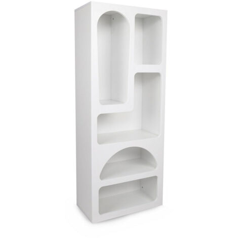 Cotecosy – Bibliothèque avec 5 niches – Panneau de particule mélaminé – Longueur 60 cm, Hauteur 150 cm, Profondeur 32 cm – Blanc – Espace pro