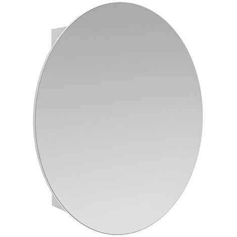 Vente-Unique – Armoire murale de salle de bain ovale avec miroir – Blanc – Panneau de particule – 2 étagères – Dimensions 48x60x15cm (1/5)