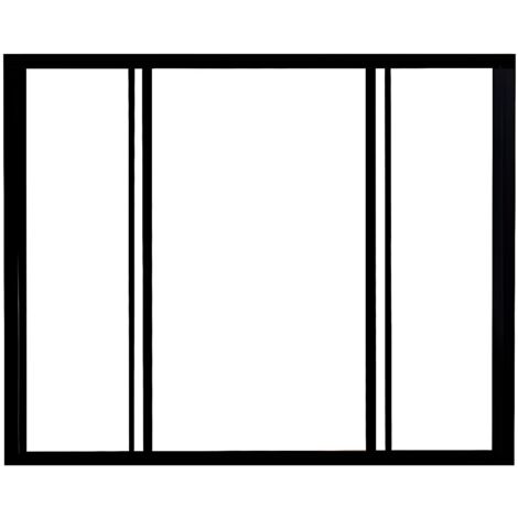 Vente-Unique – Verrière coulissante en verre trempé et aluminium noir 120x130 cm – Épaisseur verre 4 mm – Finition mat – Compatible poteaux BAYVIEW