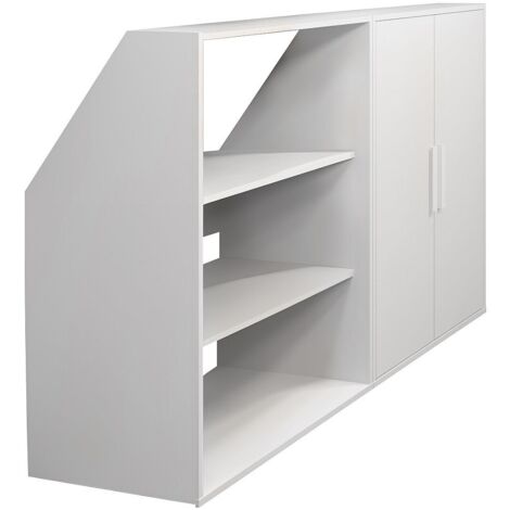 Meuble sous pente 2 portes et 2 étagères - Blanc - ADEZIO
