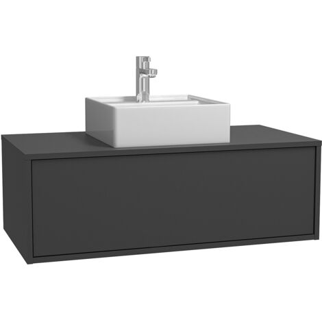 Vente-Unique – Meuble sous vasque suspendu gris anthracite – Vasque carrée 41 cm – 1 tiroir coulissant soft close – Éco-responsable, fabriqué en Europe (1/5)
