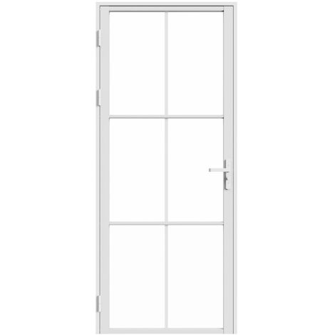 Bloc porte réversible en aluminium et verre trempé - H204 x L73 cm - Blanc - SEROTO