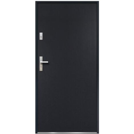Porte d'entrée en acier pleine H207 x L100 cm anthracite - poussant droit - AGUEDA