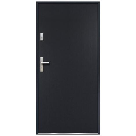 Porte d'entrée en acier pleine H207 x L100 cm anthracite - poussant droit - AGUEDA