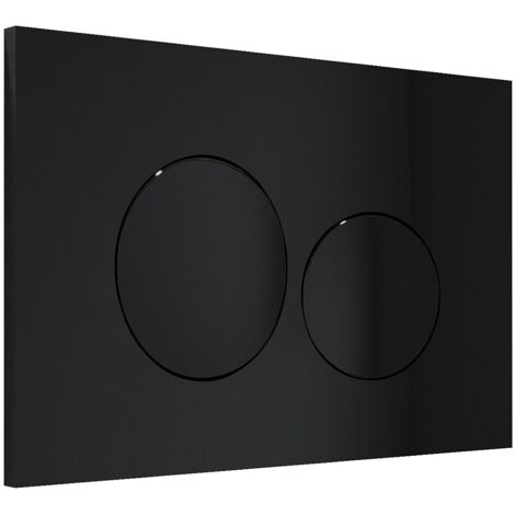 Vente-Unique – Plaque de commande WC double touche – Noir brillant – ABS – Dimensions 13.8x21 cm – Pour WC suspendus CLEMONA, JAVOINE, HURO II (1/2)