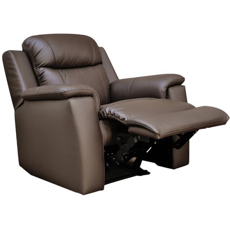 Vente-Unique – Fauteuil relax cuir de vachette marron – Système de levier pour dossier et repose-pieds – Confort d'assise équilibré – 1 place