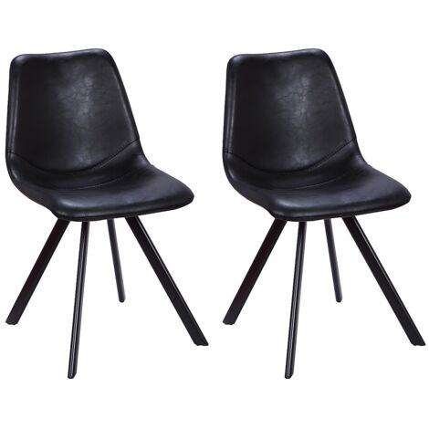 Lot de 2 chaises LUBINE - Simili - Noir (1/5)
