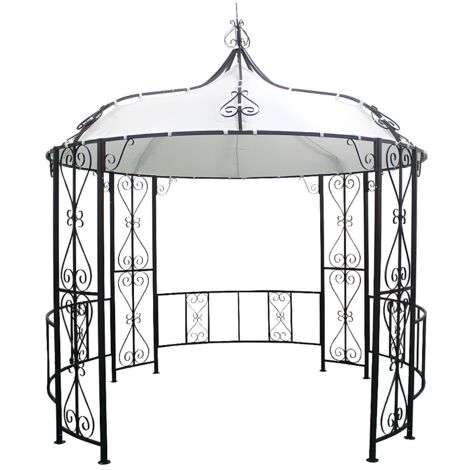 Kiosque de jardin en métal façon fer forgé D300 x H305 cm - Noir - TILCARA