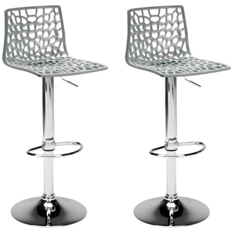 Tabourets De Bar Réglables Avec Dossier - Lot De 2, Blanc, Hauteur 60-80 Cm - Style Moderne Pour Cuisine, Salon - 5