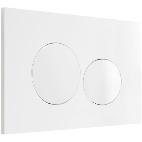 Vente-Unique – Plaque de commande WC double touche – Blanc brillant – ABS – 21 cm x 13.8 cm – Compatible avec WC suspendus