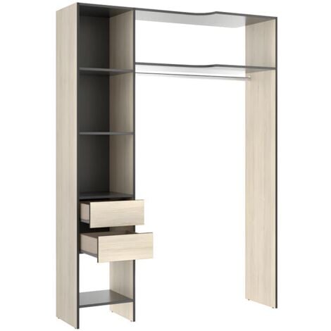 Dressing d'angle extensible GONTRAN - L164/214 cm - Chêne et anthracite
