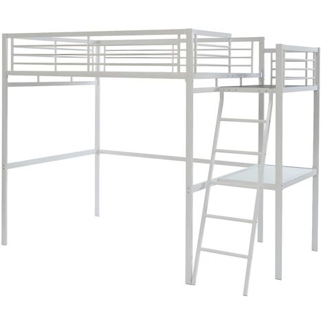 Mezzanine Bureau Et Lit 140x190 Cm – Bois – Occasion