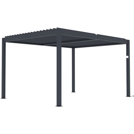 Pergola PRIMEYARD 3x6m En Aluminium Et Acier - Lames Orientables Anthracite Pour Jardin