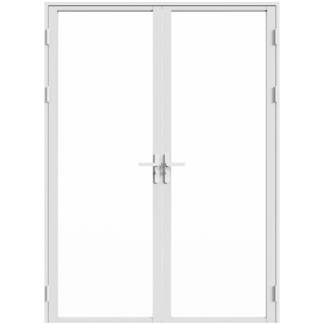 Vente-Unique – Bloc porte réversible double battant en aluminium et verre trempé – Dimensions H204 x L73 cm – Couleur blanche – Installation manuelle
