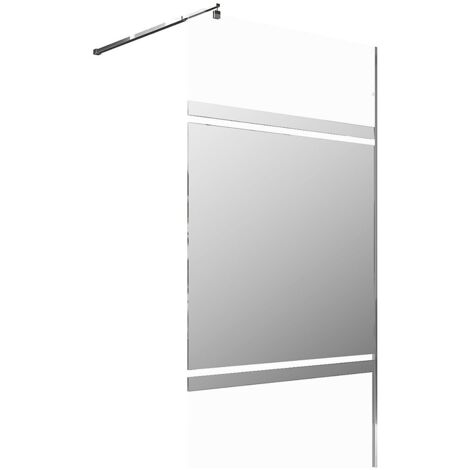 Vente-Unique – Paroi de douche à l'italienne 120x200 cm – Verre miroir 6 mm – Aluminium chromé brillant – Visserie et barre de fixation incluses (1/5)