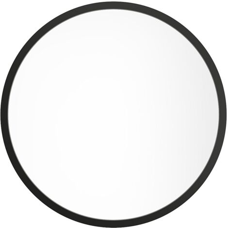 Vente-Unique – Miroir mural rond en bois de paulownia noir – D. 150 cm – Épaisseur 4 cm – Dos en MDF – 2 crochets au dos