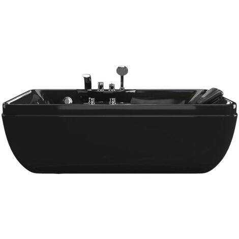 Baignoire balnéo noire - 1 place - 140L - 150 x 75 x 54,5 cm - Angle gauche - GAVINO