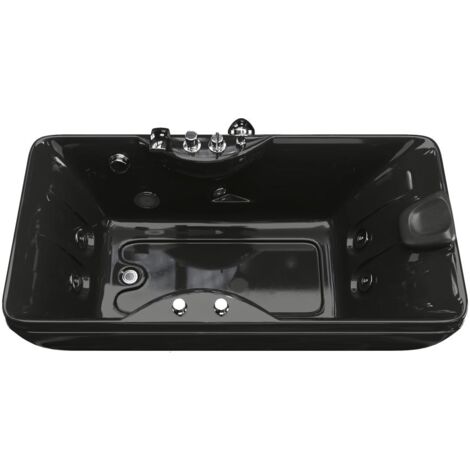 Baignoire balnéo noire - 1 place - 140L - 150 x 75 x 54,5 cm - Angle gauche - GAVINO