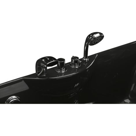 Baignoire balnéo noire - 1 place - 140L - 150 x 75 x 54,5 cm - Angle gauche - GAVINO