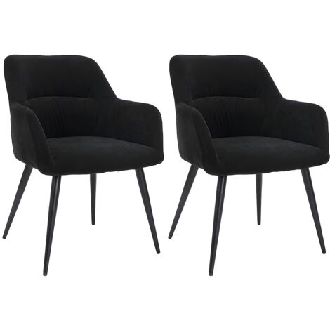 Lot de 2 chaises avec accoudoirs en tissu et métal - Noir - HEKA (1/5)