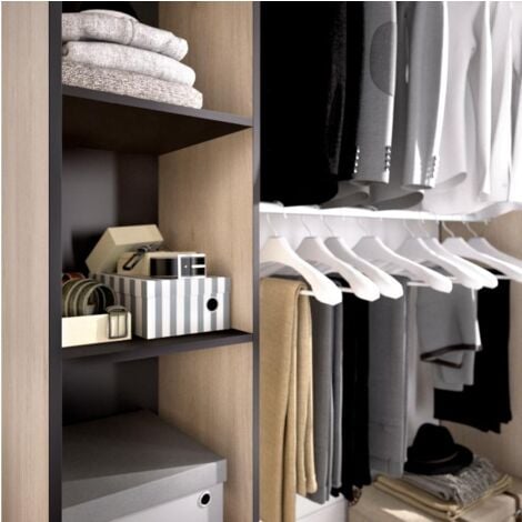 Dressing extensible DORIAN avec rideau - L110/180 cm - Coloris : Chêne et anthracite