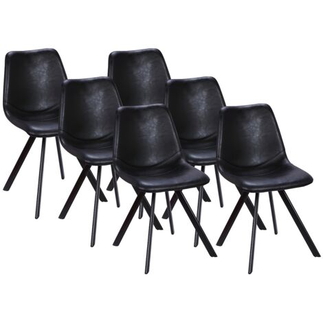 Lot de 6 chaises LUBINE - Simili - Noir (1/5)