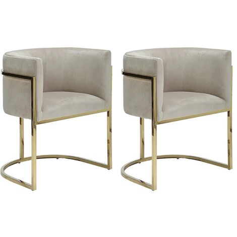 Pascal Morabito – Lot de 2 chaises avec accoudoirs – Velours beige et acier inoxydable doré – Assise rembourrée confortable – Style art-déco chic (1/5)