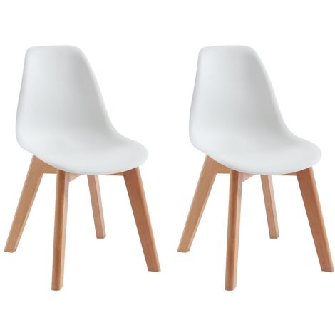 Vente-Unique – Lot de 2 chaises enfant en polypropylène et hêtre – Blanc – Style scandinave – Charge maximale 60 kg – Dimensions 30.5x36.5x58 cm