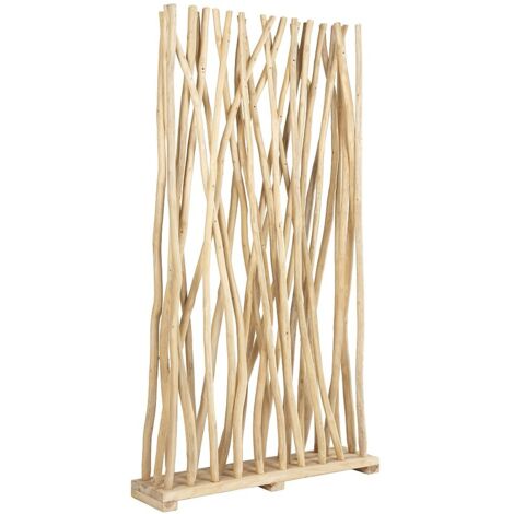 Séparateur De Pièce En Bois De Teck Massif - 100 X 25 X 180 Cm, Naturel - Paravent Design GAYANA - Livré Monté