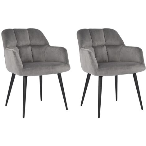 Lot de 2 chaises avec accoudoirs - Velours et métal - Gris - PEGA de Pascal MORABITO (1/5)