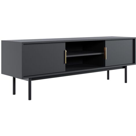 Meuble TV avec 2 portes et 2 niches - Noir - DABRIANA (1/5)