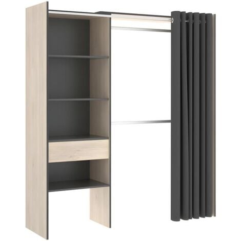 Dressing extensible LAURENT - L.110/160 cm - Coloris : Chêne et Anthracite