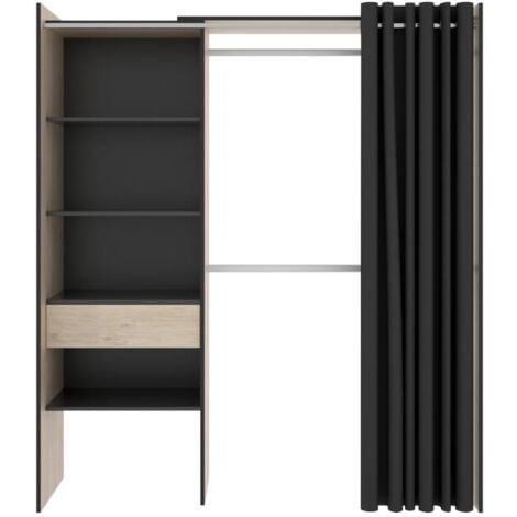 Dressing extensible LAURENT - L.110/160 cm - Coloris : Chêne et Anthracite
