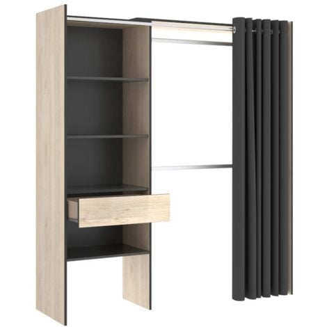 Dressing extensible LAURENT - L.110/160 cm - Coloris : Chêne et Anthracite