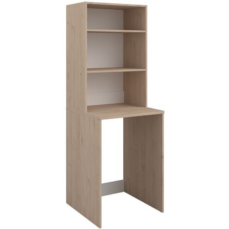 Vente-Unique – Meuble machine à laver avec étagères – Naturel clair – Longueur 64.4 cm – Hauteur 184.4 cm – Panneau de particule – Étagère modulable