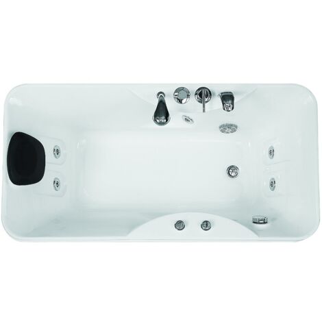 Vente-Unique – Baignoire balnéo 1 place 140L – Dimensions 150 x 75 x 54,5 cm – Angle droit – Hydrojets avec 6 jets – Fonction balnéothérapie