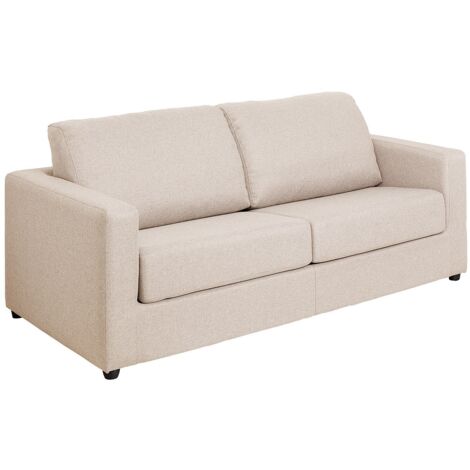 Canapé 3 places convertible express en tissu beige - Couchage 140 cm - Matelas 14 cm DONETO (1/5)