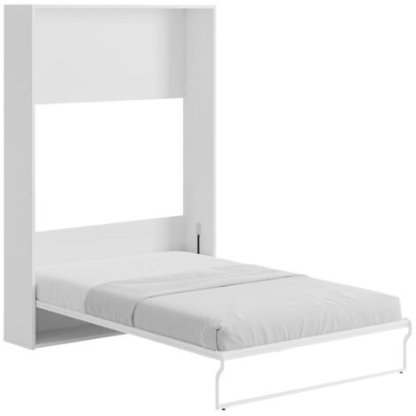 Lit escamotable 140 x 200 cm - Ouverture verticale manuelle - Blanc - MALINA II