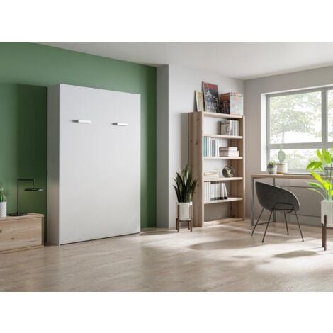 Lit escamotable 140 x 200 cm - Ouverture verticale manuelle - Blanc - MALINA II