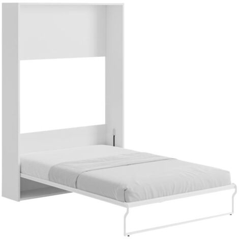 Lit escamotable 140 x 200 cm - Ouverture verticale manuelle - Blanc - MALINA II