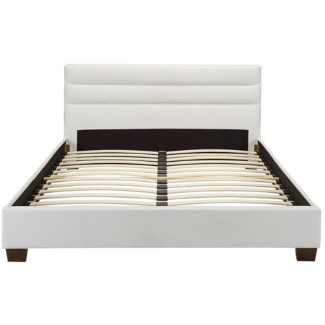 Lit 160 x 200 cm - Simili - Blanc - FAUSTIN