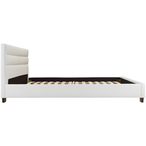Lit 160 x 200 cm - Simili - Blanc - FAUSTIN
