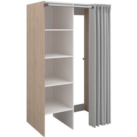 Vente-Unique – Meuble de buanderie naturel clair pour double machine à laver – Dimensions L110.5 x H184.4 cm – 4 étagères – Éco-responsable fabriqué en France (1/4)